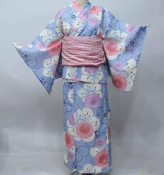 竺仙 紅梅小紋 鯉 バチ衿 浴衣 手縫い仕立て上がり スリムロング 夏