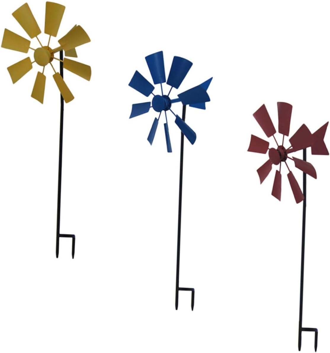 3pcs Metal Craft Windmill Garden Stake Rotating Windmill Decorations for Outdoor Landscape Porch Decorations