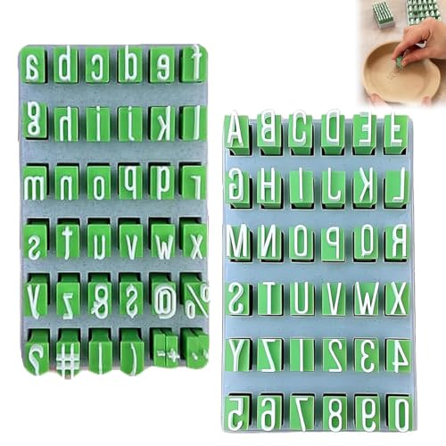 Ruayia Alphabet Stempel Set 62 Stücke Alphabet Tonstempel Set Ton Stempel Keramik Werkzeuge Ton Werkzeug mit Aufbewahrungs Box Buchstaben Anzahl Symbol für Kunst Handwerk