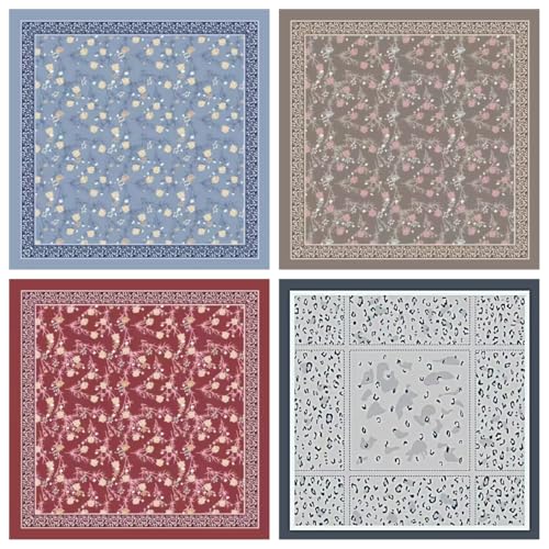 43 Inch Large Tencel Cotton Square Scarf Printed Floral Shawl Head Wrap Headscarf Hair Sleeping Bandanas