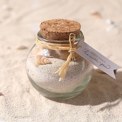 Magic Season Decorative Glass Bottles with Cork Stoppers (3.3 fl oz. Spherical Bottles / 6 Pcs)