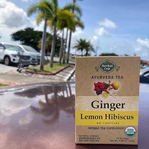 Herbal Cup Ayurveda Ginger Tea, No Caffeine Organic Herbal Teas (Organic Lemon Hibiscus, 16 Count (Pack of 6))