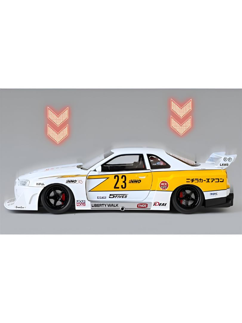 White - Nissan Skyline GTR R34 LBWK Die-Cast Model Car, Premium