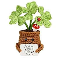 WenmthG Dankeschön Geschenke Gestrickte Vierblättriges Kleeblat, Kleines Dankeschön Geschenk Pocket Hug Glücksbringer Positive Kartoffel für Freund Kollegen Frauen Männer Mama Oma Papa Opa