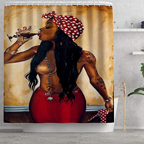 Claean-Acces-Home Badezimmerteppich-Set Sexy Afracin Frau Badematte Und Duschvorhang Set Polyester Toilettenbezug… – Bild 4