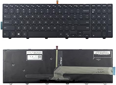 New US Layout Laptop Backlit Keyboard (with Frame) Replacement for Dell Inspiron 17 5000 Series 17-5748 17-5749 17-5759 5748 5749 5759 Light Backlight Black Notebook US