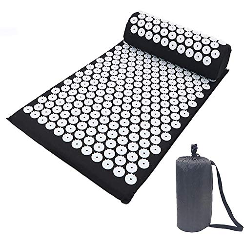 Esterilla Acupresion Kit con Almohada y Bolsa para Acupuntura y Moxibustión Yoga,alivia el dolor y la presión muscular, para masaje de espalda, cuello y pies