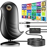 Antenna TV Interna Amplificata Potente - Antenna TV Portatile con 600 km di Distanza di Ricezione, Antenna da Interno Digitale Terrestre Supporto 4K / 1080P HDTV, Con Cavo in Rame da 5m