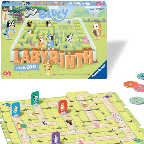 Ravensburger - Labyrinthe Junior Bluey, Jeu de Table pour Toute la Famille, 2 à 4 Joueurs, idée Cadeau pour Enfants 4 Ans et édition en Italien