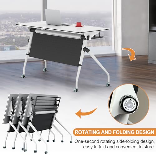 Table de formation pliable 55 pouces avec roulettes et plateau rabattable - 6