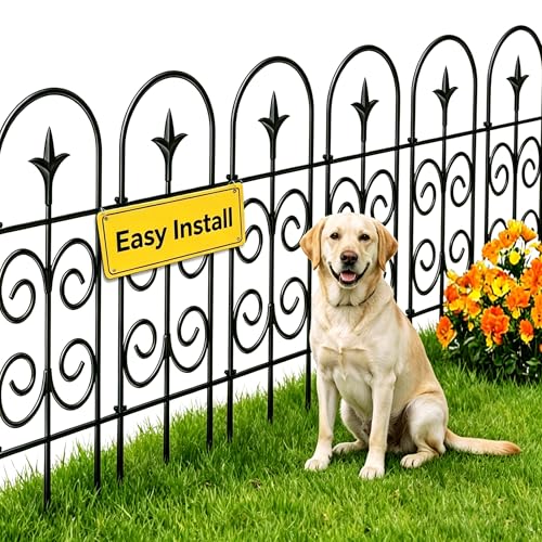Amagabeli Clôture de Jardin en Métal 81cm(H) x 41cm(L) (8 Panneaux, Longueur Totale 3.3m) Creusage Barrière pour Animaux Clôture Métallique Décorative...