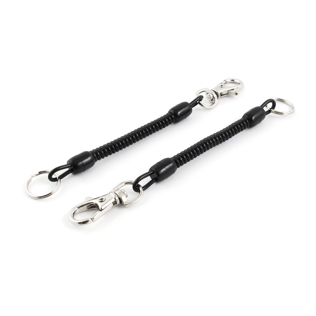 Sourcingmap 2 Pcs 6" Length Lobster Clasp Stretchy Spiral Coiled Strap Lanyard Key Holder Keyring Black