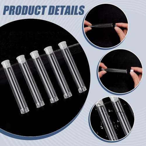 Image of AHANDMAKER 100 pcs PVC Plastic Tube Storage Tube Bead Containers with lid, Transparent Storage Test Tubes for Sample, Toothpicks Bead Craft Supply Storage (3.17 x 0.43 inch)