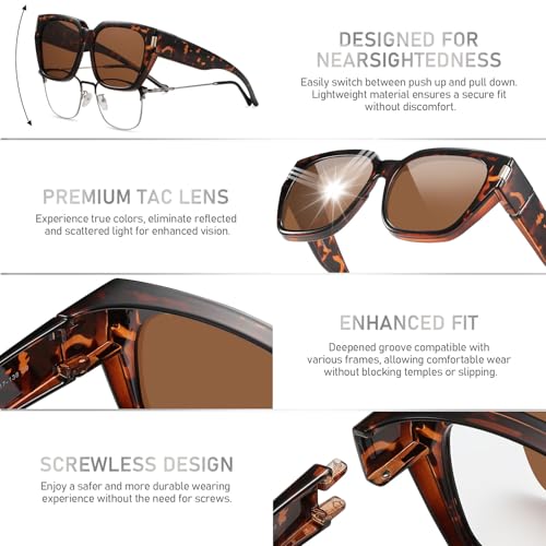 Image of HAOLOTA Polarized Fit Over Glasses Sunglasses for Women Men Trendy Square Wrap Around Shades UV Protection