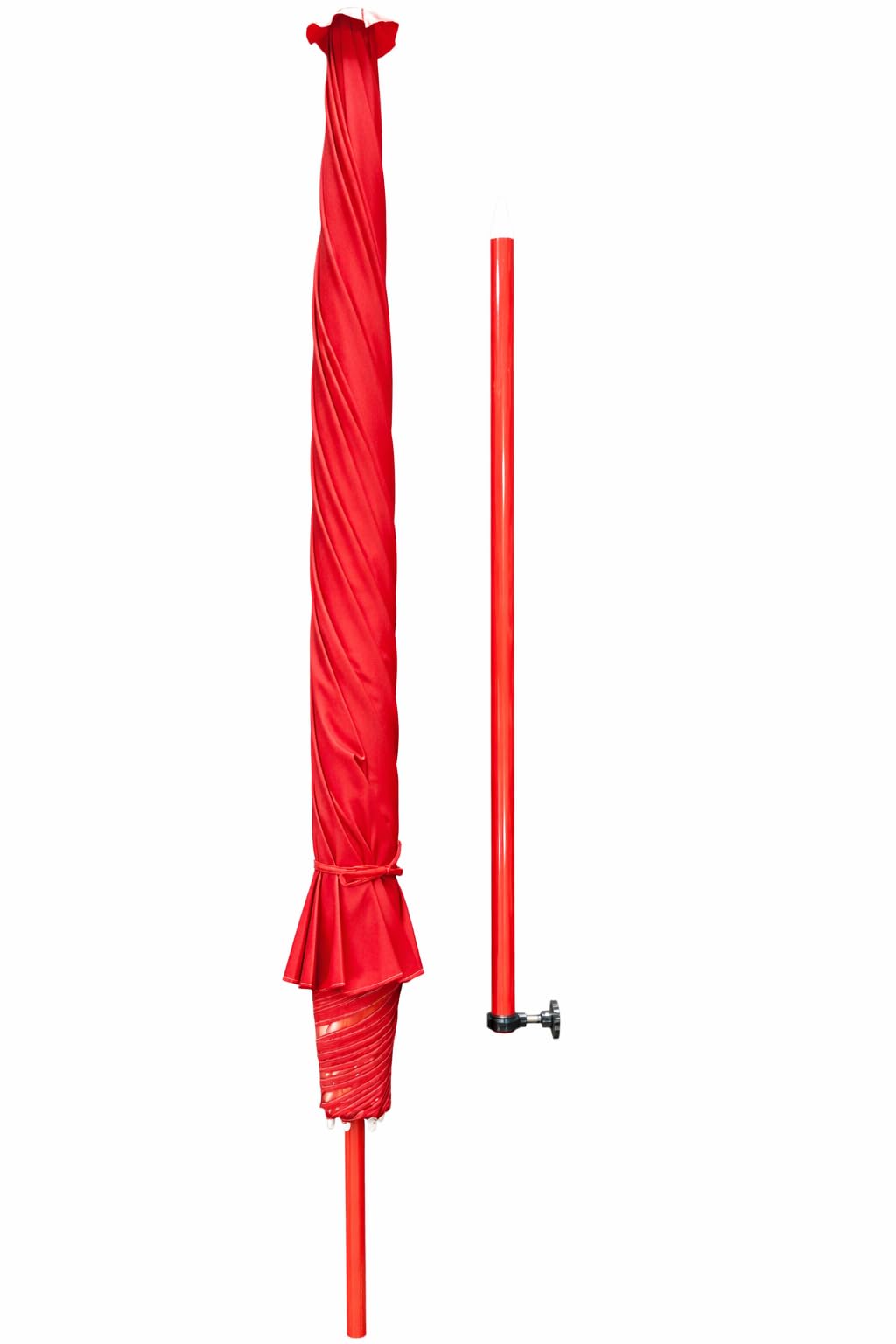 KUMCO Heavy Duty Garden Umbrella | 10 Feet Diameter | 10 Ribs | Round | PU Coated Fabric | Steel Shaft | Manual Push-up | UV Protection | Red Colour | Base not included 3