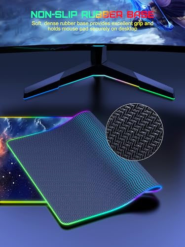 Image of TopMade Wireless Charging Mouse Pad, RGB Gaming Mousepad, 35.4 inch x 15.8 inch Extra Large Waterproof Keyboard Desk Pad, Computer Desk Mat, Blue Nebula (Includes 20W PD Power Adapter & 6.56ft Woven Cable)