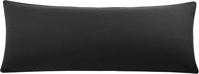 PiccoCasa Brushed Body Pillowcases with Roll Rim, Soft Breathable Delicate Piping Pillow Covers with Zipper Closure Black 50x120cm (4ft.)