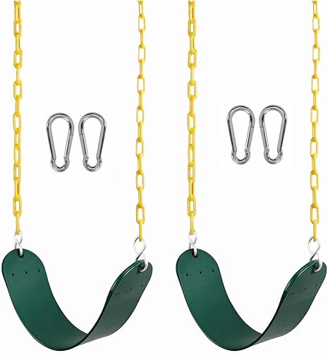Yangogle Paquete de 2 columpios azules resistentes de 66 pulgadas con cadena recubierta de plástico, juego de accesorios de repuesto con ganchos a