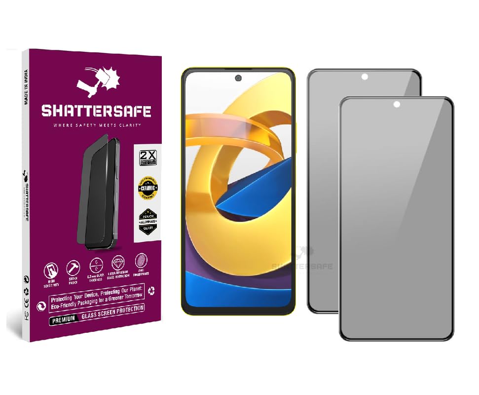 Image of Anti-Spy Privacy Tempered Glass Compatible For Poco M4 Pro 5G [Pack of 2]. 9H Hardness, Anti-Scratch, Edge-to-Edge Protection With Easy Installation Kit & Case Friendly Fit.