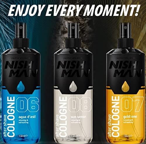 Nish Man After Shave Cologne Sun Sense 08  Nishman Relaxing Refreshing Aftershaving Spray Lotion Kolonya for Men  Contains basil, lemon, rosemary, orange, cranberry, vanilla 400ml (Sun Sense), L