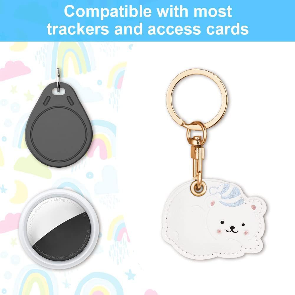 Compatible with AirTag Case Keychain, Cartoon Air Tag Keychain Compatible with Apple Airtags Holder, PU Leather Keyring Case, Item Finders Accessories for Pets, Luggage, Wallet, Backpacks - Image 5