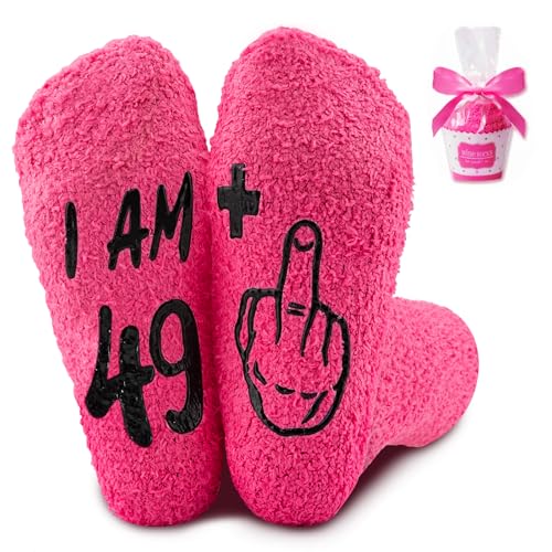 SREBIWO 50 Geburtstag Frauen Socken Lustige Kuschelsocken Frauen Geschenkideen zum 50 Geburtstag Frau Socken mit Spruch für Mama Damen Schwester Kollegin Partner zum Geburtstag