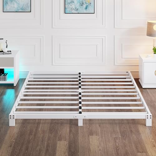 Lista de Base Baja para Cama para comprar online. 43 VERFARM - Marco de cama tamaño Queen de 5 pulgadas, perfil bajo, marco de cama de plataforma de metal tamaño queen, no necesita somier, base de colchón de láminas de acero de...