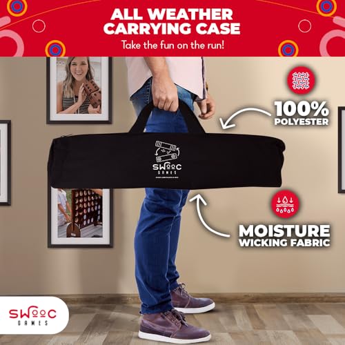 Swooc Games® | 2-in-1 Premium Shuffleboard and Curling | 100% Solid Wood Shuffleboard Table (4ft) | 5+ Ways to Play | Tabletop Games for Adults & Kids | Shuffle Board Game Table Top, Bar & Indoor Game - Thumbnail 6