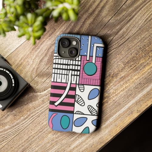 Coque iPhone 15 rigide rose : protégez des rayures avec art abstrait - 3