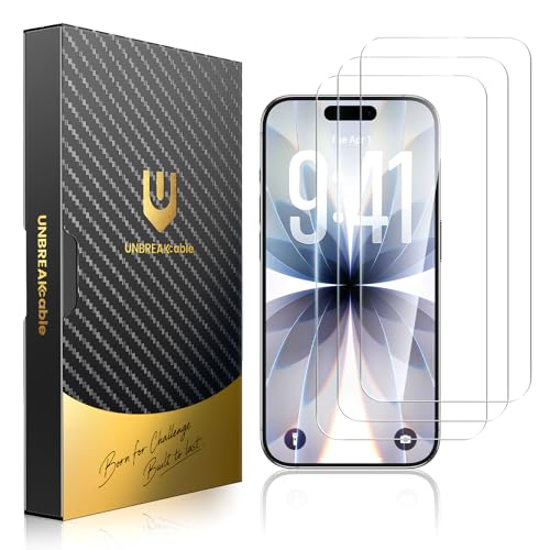 Image of UNBREAKcable for iPhone 17 Screen Protector [Quick-Installation Box] 3-Pack 9H+ Hardness Shatterproof Tempered Glass [99.99% HD Clear] [Case Friendly] [Bubble Free] for iPhone 17 6.3 inch