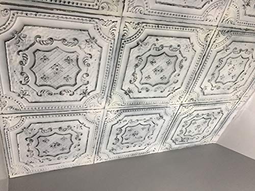 From Plain To Beautiful In Hours Dct04Obw-24X24-25 Elizabethan Shield Pvc 2' X 2' Glue-Up Or Lay-In Ceiling Tile (Case / 100 Sq.ft), Old Black White, 25 #TOP1