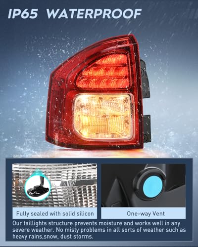 Image of Nilight Taillight Assembly Compatible with 2011 2012 2013 Jeep Compass