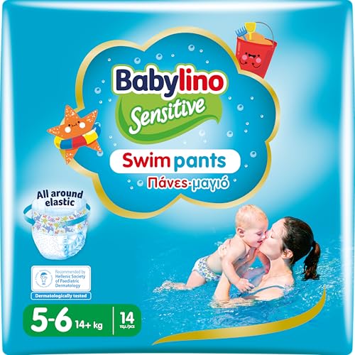 Babylino Sensitive SwimPants, Pannolini Mare e Piscina, Taglia 5-6 (oltre 14kg), 14 Unità