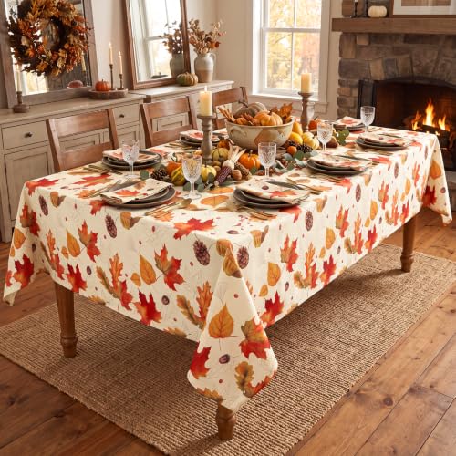 Image of 3Pack Fall Plastic Tablecloths, 54 X 108In Autumn Maple Leaves Tablecloth | Disposable Thanksgiving Table Cloth, Waterproof Table Cover for Autumn Thanksgiving Harvest Picnic Indoor Outdoor Party