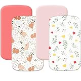 4 Pack Bassinet Sheets 21' x 35', Compatible with Besrey, Foalom, MiClassic, Milliard and Large Bassinet Mattress, Soft and Skin-Friendly, Pink and Rabbit