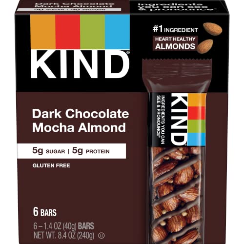 Image of KIND Nut Bars, Dark Chocolate Mocha Almond, Gluten Free, Low Sugar, 5g Protein, 6 Count (Pack of 4)