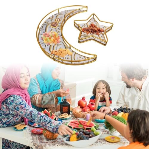 Plateau Ramadan lune étoile le cadeau de table parfait pour l'Aïd Mubarak