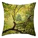 Epinki Fundas de Cojin 40x40, Fundas Cojines Tronco de Arbol Fundas de Cojines para Sofa Poliéster, Verde