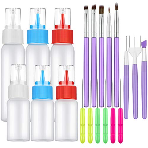 20 Pieces Cake Decorating Tool Set Including Fondant Cake Decorating Brush Tool Set Cake Decorating Squeeze Bottles Applicator Bottles Fondant Gum Paste Tool Sugar Stir Needle Cookie Scriber Needles