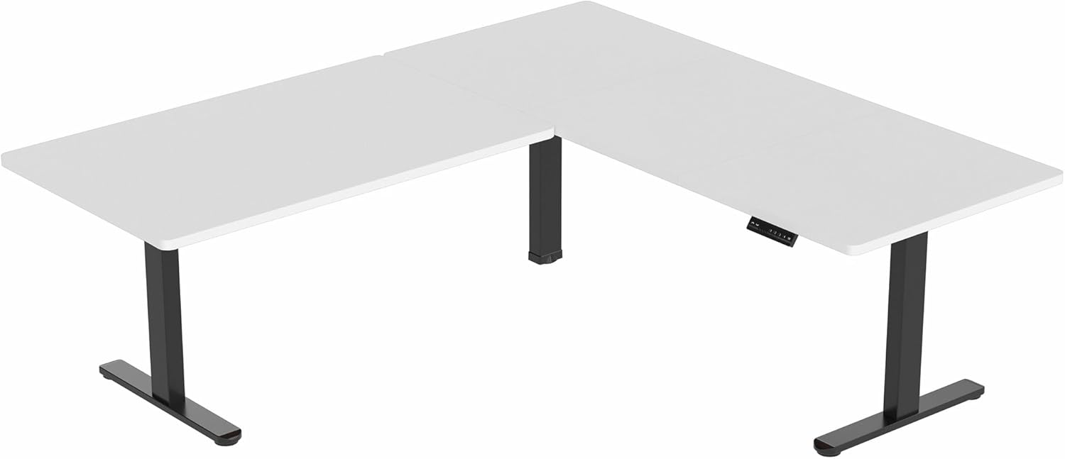 VIVO Electric Height Adjustable 77 x 71 inch Corner Stand Up Desk, 2 Reclaimed Wood 30 inch Deep Table Tops, Black Frame, Memory Controller, L-Shaped Workstation, 3E Series, DESK-KIT-3E7BP VIVO Electric Height Adjustable 77 x 71 inch Corner Stand Up Desk, 2 Reclaimed Wood 30 inch Deep Table Tops, Black Frame, Memory Controller, L-Shaped Workstation, 3E Series, DESK-KIT-3E7BP