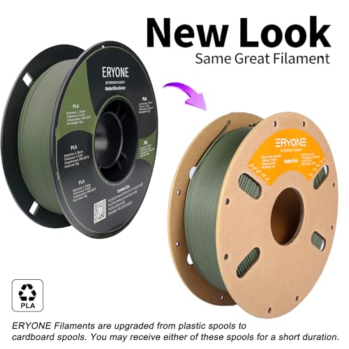 Image of ERYONE Matte PLA Filament, 1.75mm Filament for 3D Printer, 1KG(2.2LBS) / Spool, Matte Olive Green