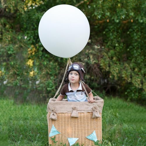 Image of White Balloons Birthday Decorations 10 Pack 36 inch Round Wedding Ballons for White Themed Wedding Graduation Birthday Party Backdrop 4th of July Decorations Independence Day