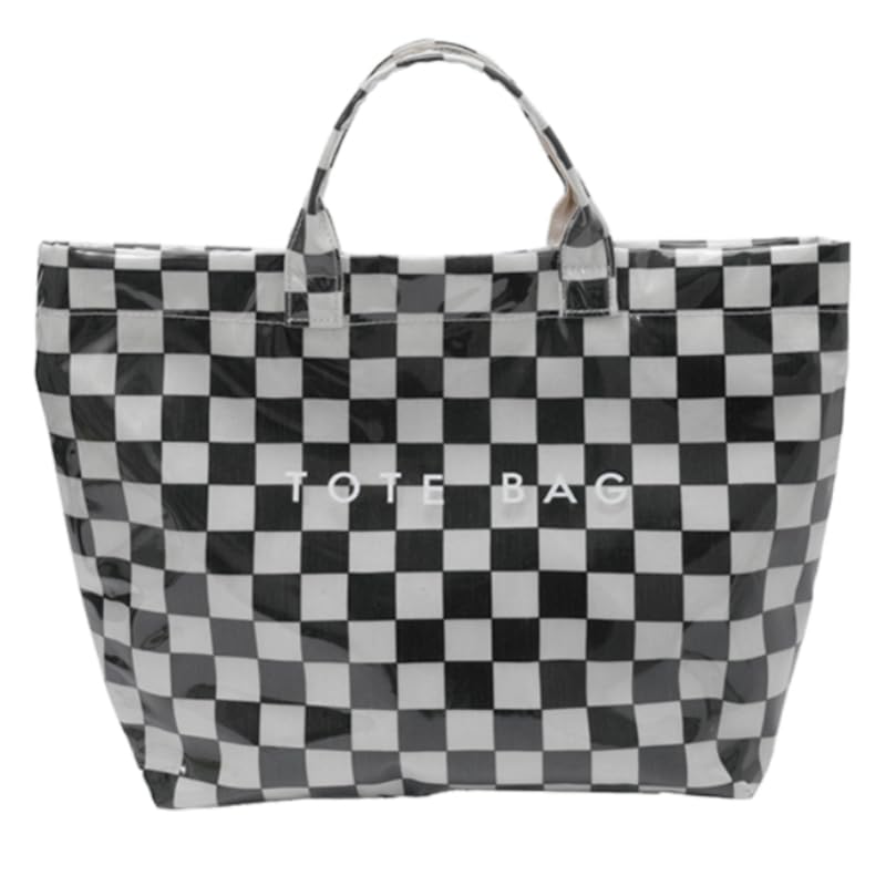 Image of Lushandy Striped PVC Tote Bag for Women, Waterproof Plastic Tote Bag for Beach Pool Large Top Handle Travel Hobo Handbag | Waterproof Material