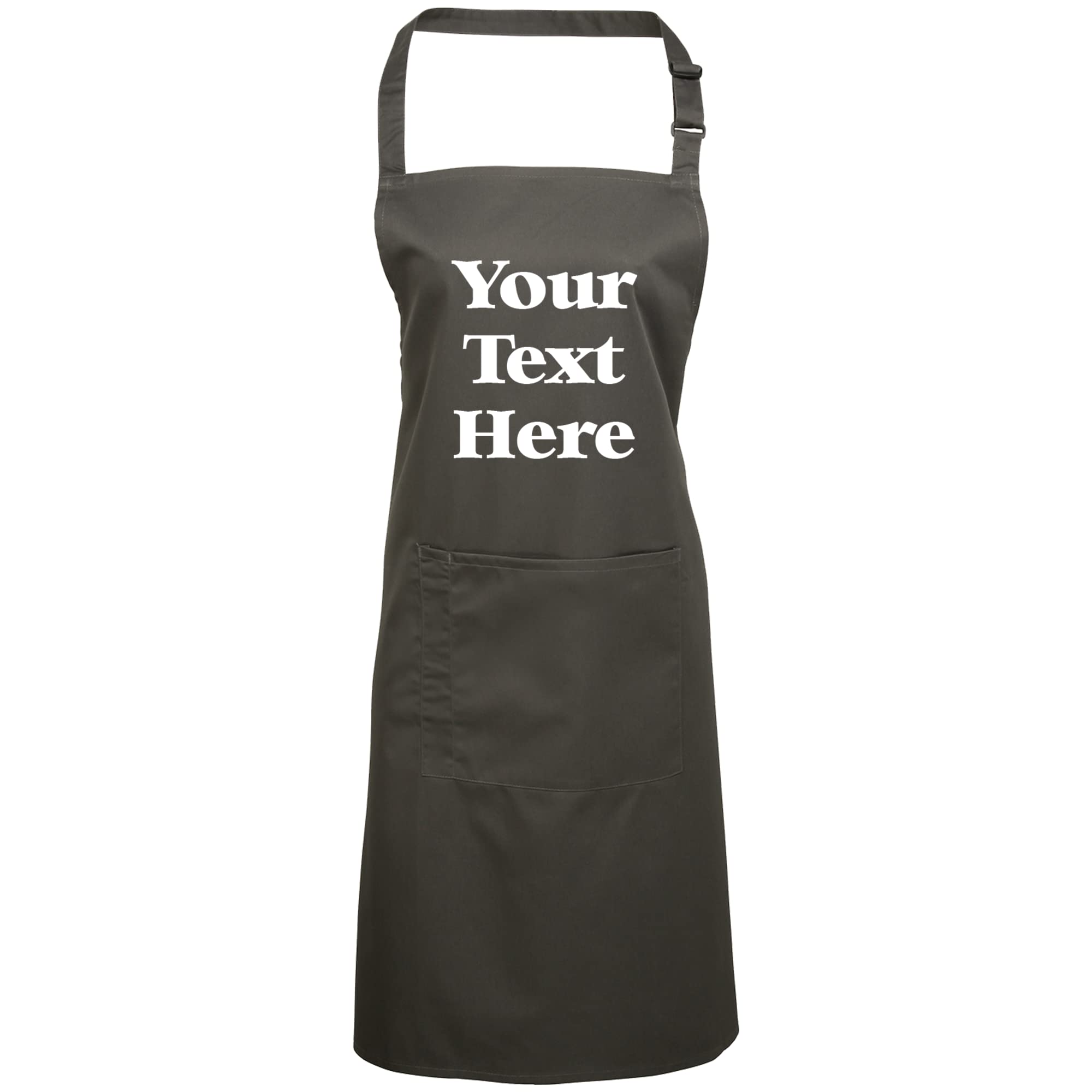 Mr Jeans Personalised Apron For Women Men - Any Text - Customised Aprons Kitchen Baking Funny With Pockets - 38 Colours (Dark Grey)