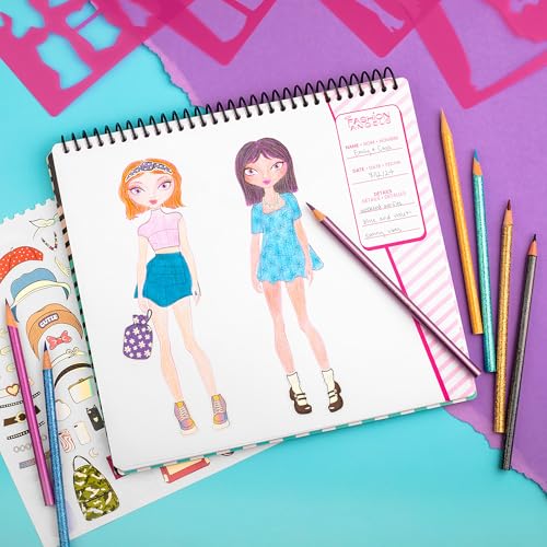 Fashion Angels I Love Fashion Sketch Portfolio for Kids - Fashion Design Sketch Book for Beginners, Fashion Sketch Pad with Stencils and Stickers For Kids 6 and Up