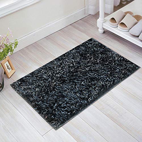 Image of CASA-NEST Premium Anti Skid Bath Mat,Super Soft Doormat,Shaggy Microfiber,Washable,Size=16x24 Inch,Color-Grey