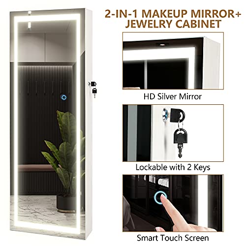 Vlsrka Armadietto portagioie con specchio bianco