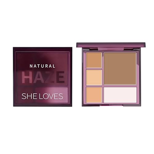 Kusslippe Paleta de contorno de maquillaje en crema de 5 tonos, kit de resaltador de contorno, corrige y oculta ojeras, arrugas y enrojecimiento (5