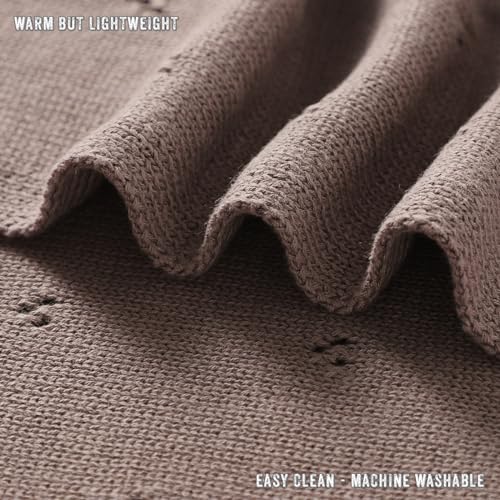 Image of 100% Luxury Organic Cotton Pointelle Knit Baby Blanket - Refined Lightweight Heirloom Nursery Essential (Pointelle - Milk Chocolate)