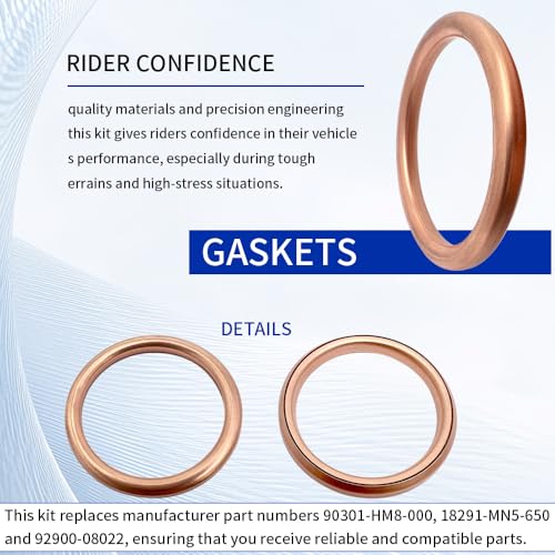 Image of 4PCS 400EX Titanium Stud Bolt Gaskets Kit Compatible with Honda TRX400EX TRX400X 1999-2014 XR400R 1996-2004 OEM# 90301-HM8-000 18291-MN5-650 92900-08022